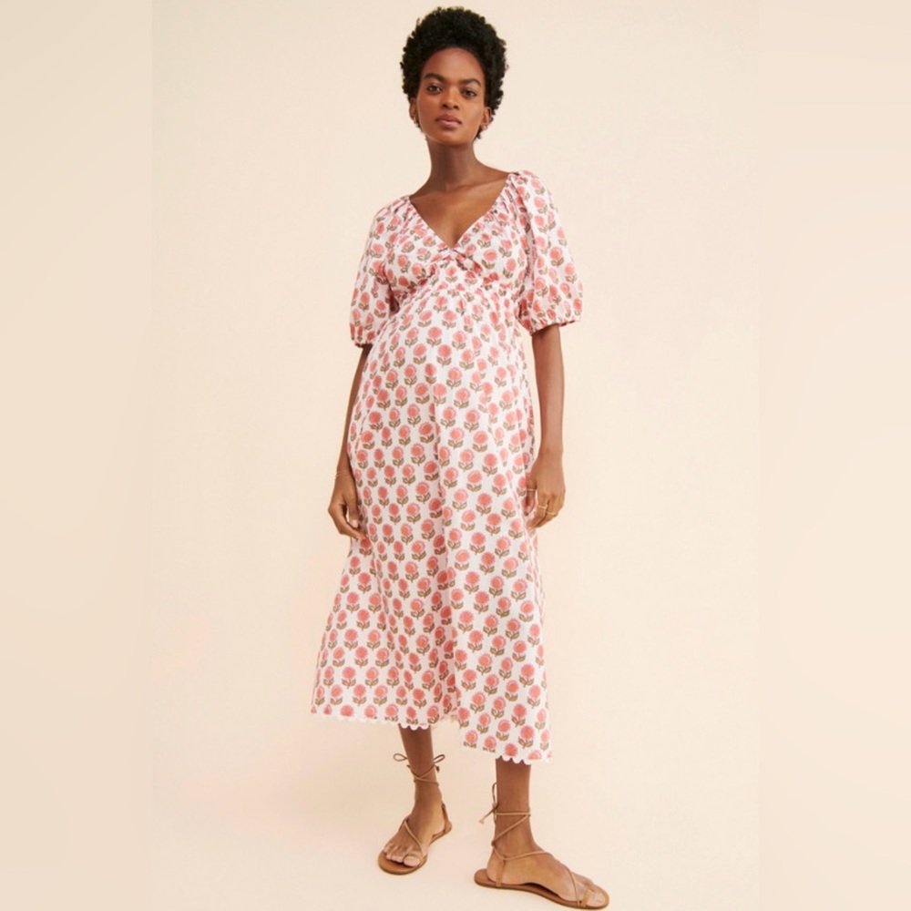 Saylor Maternity Lincoln Puff Sleeve Dress Size Medium